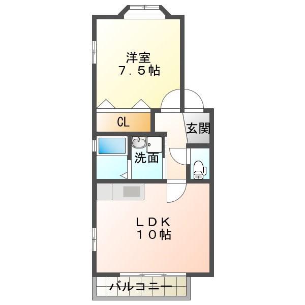 コリーナF(1LDK/2階)の間取り写真