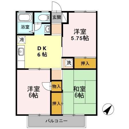 ハイム雅・梓雅(2LDK/2階)の間取り写真