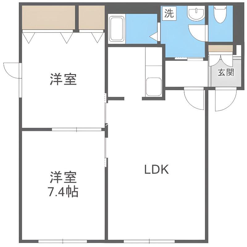 ビオス233II(1LDK/1階)の間取り写真