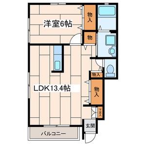 リビオン藤沢A(1LDK/1階)の間取り写真