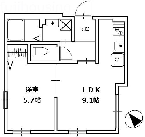SEIEI久喜東(1LDK/1階)の間取り写真