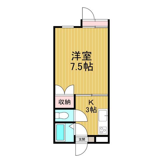ココロハイツ(1K/2階)の間取り写真