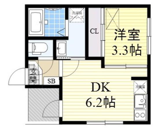 ハーモニーテラス大宮Ⅲ(1DK/2階)の間取り写真