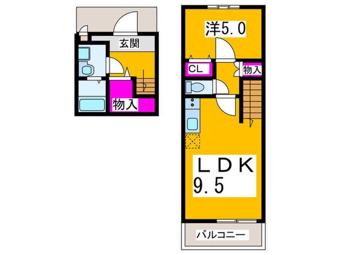  フジパレススリーハーブズ中百舌鳥町(1LDK/2階)の間取り写真