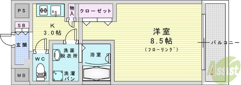 ヴェリテ新大阪(1K/5階)の間取り写真