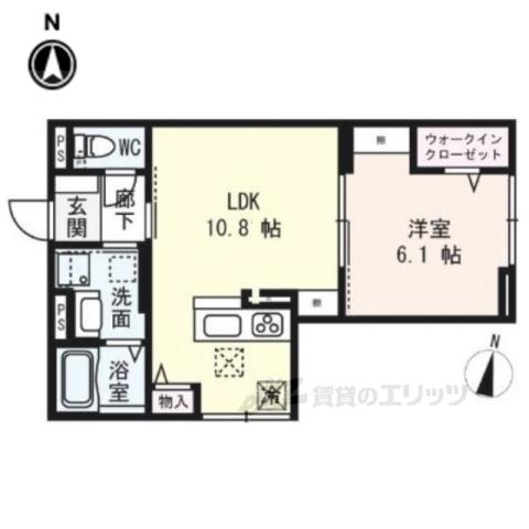 CASALIBERTYBALANCETH(1LDK/1階)の間取り写真