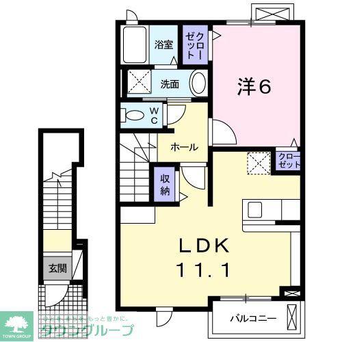 ココジョンヌ(1LDK/2階)の間取り写真