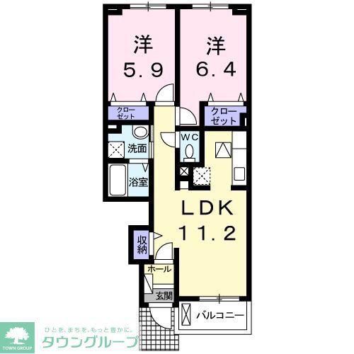 コーロス セラピア(2LDK/1階)の間取り写真