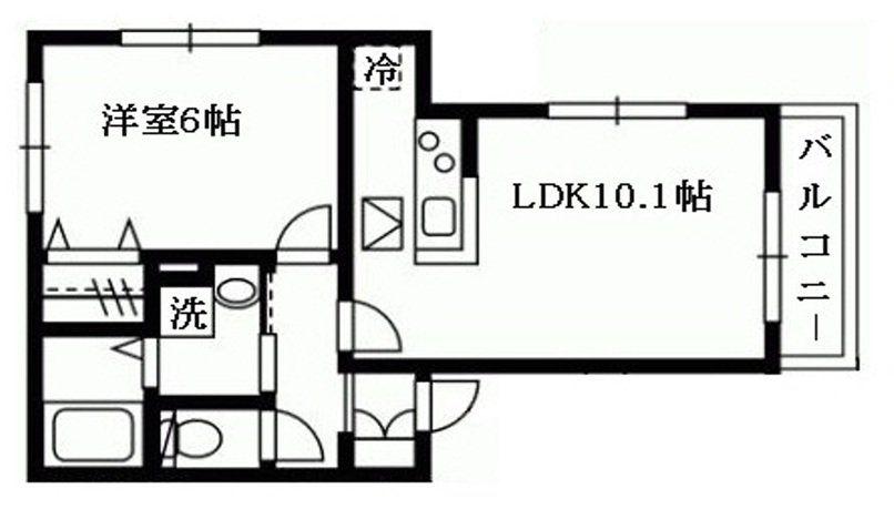 SOLO四谷上町(1LDK/2階)の間取り写真