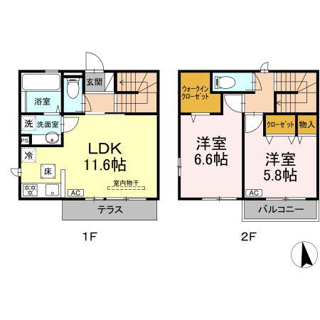 柚子季IV(2LDK/1階)の間取り写真