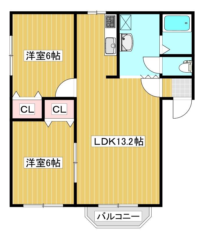 S.MIYOI HILLS(2LDK/2階)の間取り写真
