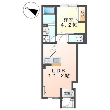 ベルード篠山口(1LDK/1階)の間取り写真