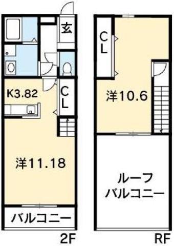 パルティ北矢三(1LDK/2階)の間取り写真