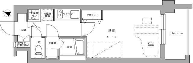 ミュージション武蔵中原(1K/1階)の間取り写真