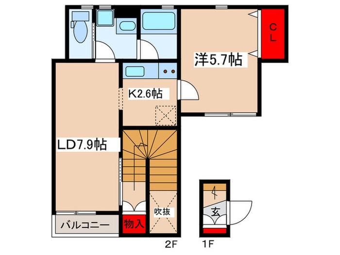 シャインII(1LDK/2階)の間取り写真
