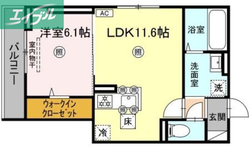 タウン清心(1LDK/1階)の間取り写真