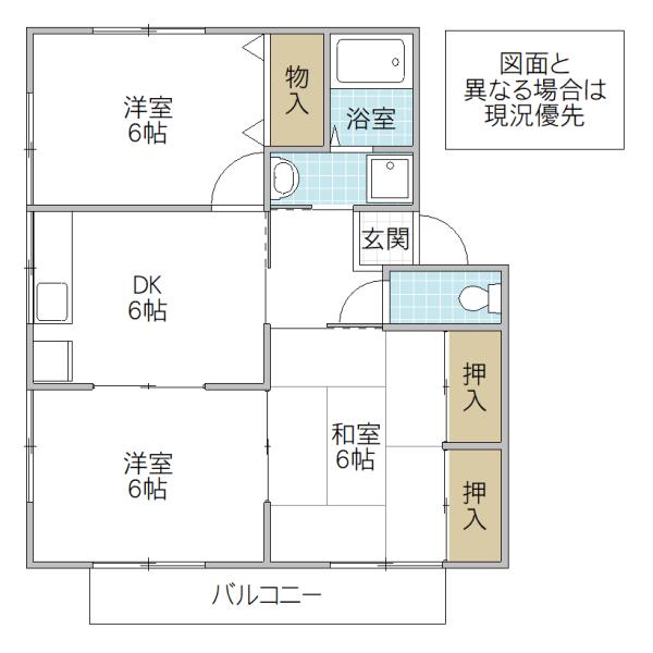 クレセント A(3DK/1階)の間取り写真