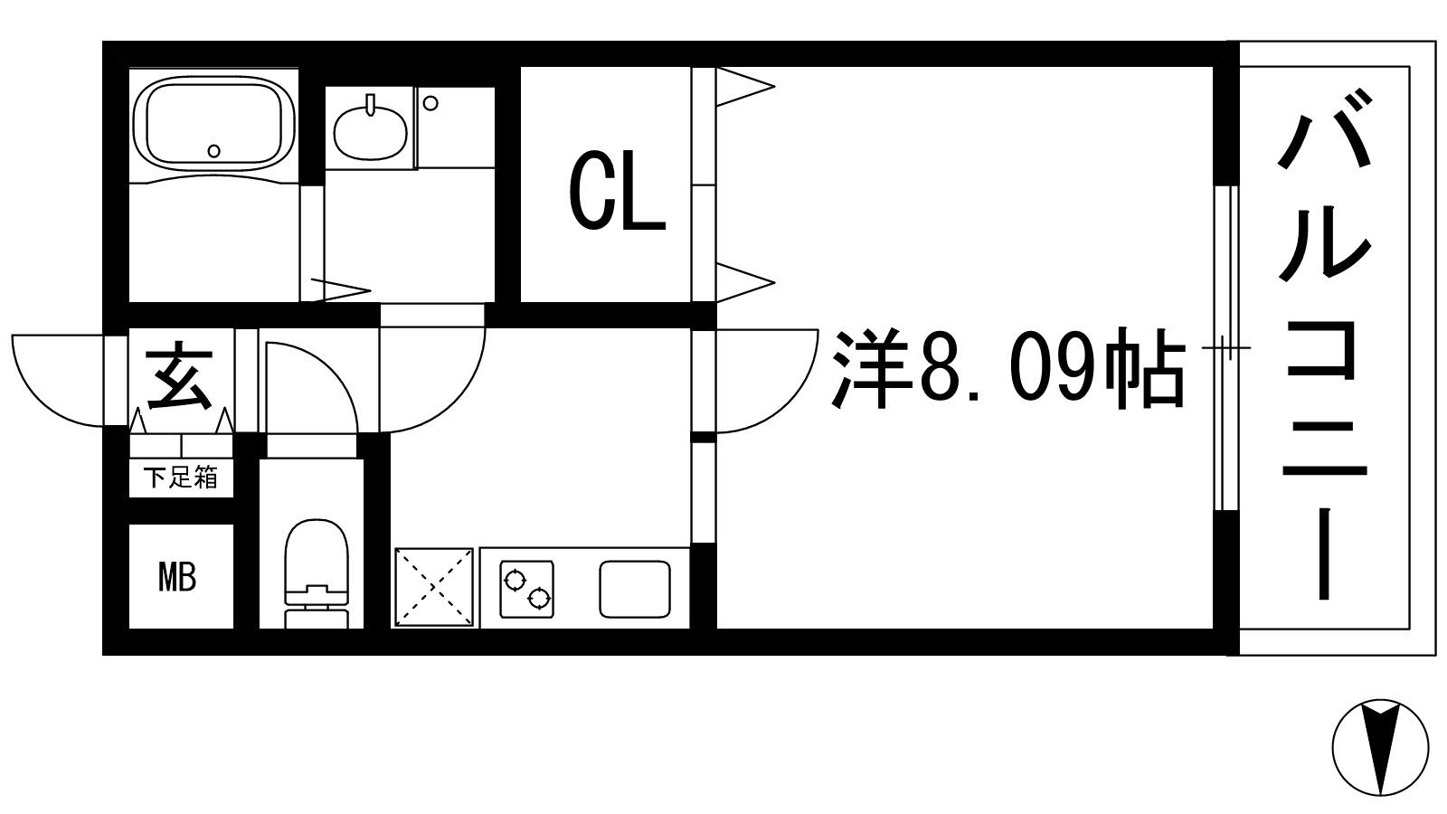 ミーツハウス池田(1K/2階)の間取り写真