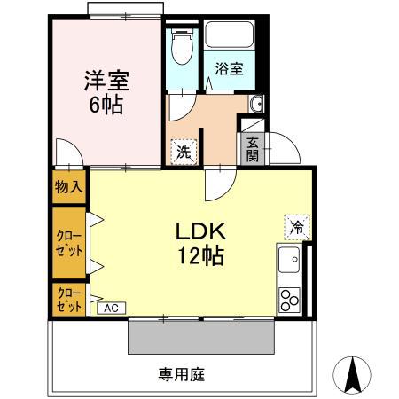 ファームハイツ MII2-(1LDK/1階)の間取り写真