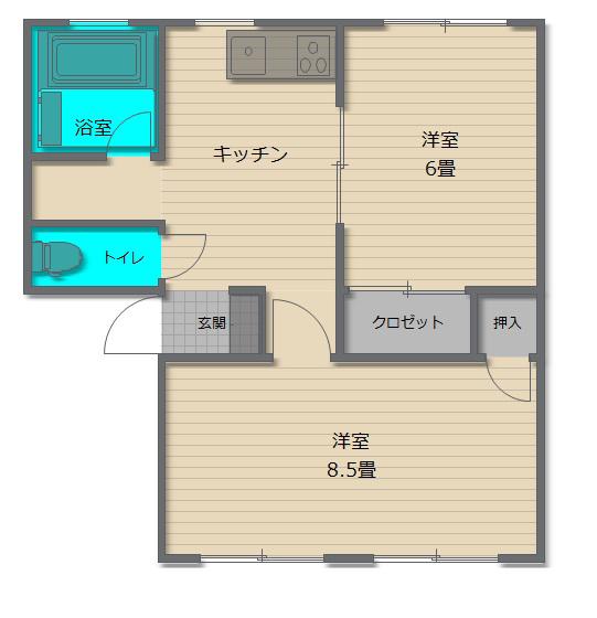 陣場ハイツ(2K/2階)の間取り写真