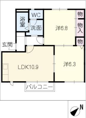 クレセント21(2LDK/1階)の間取り写真