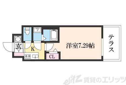 ロイス茨木奈良町(1K/2階)の間取り写真