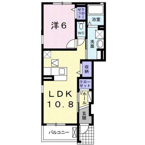 ファミーユ オオタケII(1LDK/1階)の間取り写真
