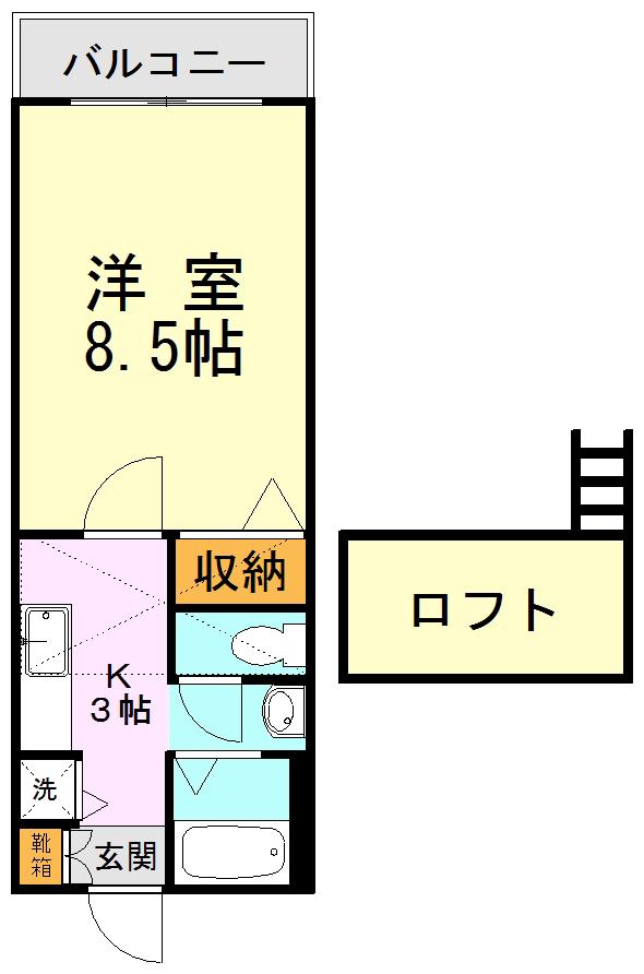 ロイヤルハイツ上熊本(1K/5階)の間取り写真