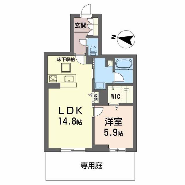 BEREOさくら坂(1LDK/1階)の間取り写真
