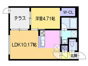 ラ・シュエットS6(1LDK/1階)の間取り写真