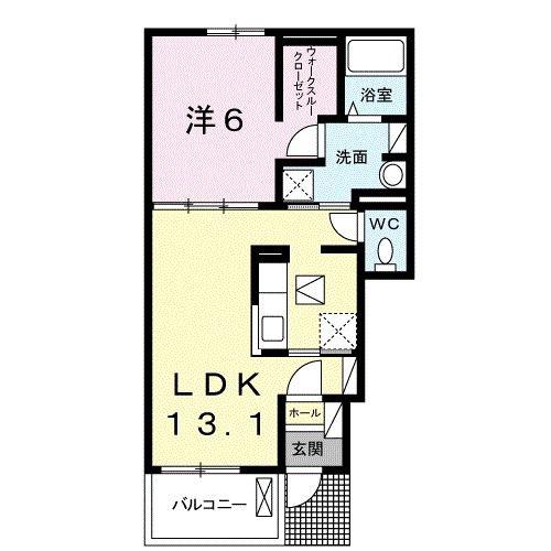 アクティフ宇部III(1LDK/1階)の間取り写真