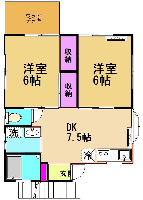 コーポクラミ2(2DK/1階)の間取り写真