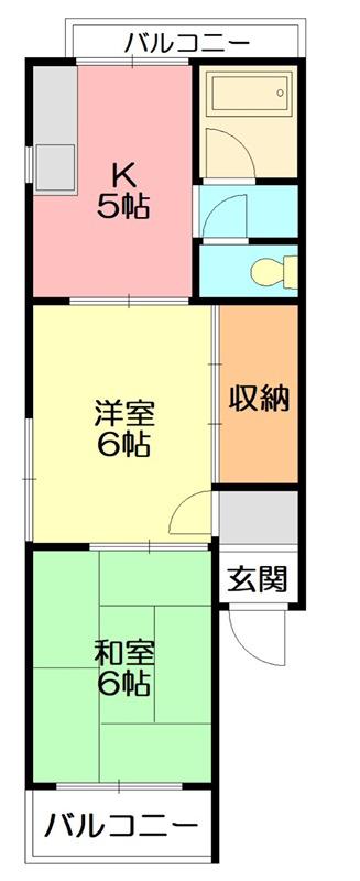 ネオプラザ平塚(2K/2階)の間取り写真
