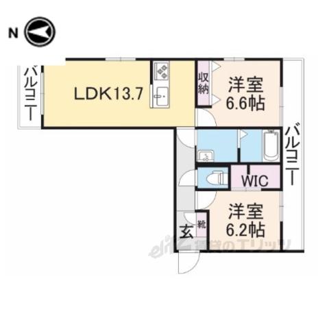 WISTERIA(2LDK/2階)の間取り写真
