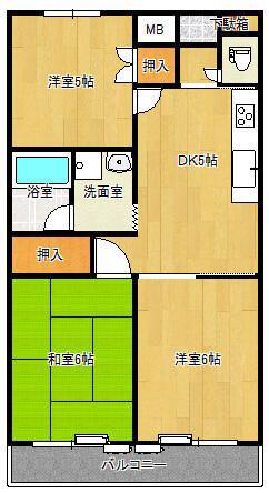 フレックシオンODA(3DK/5階)の間取り写真