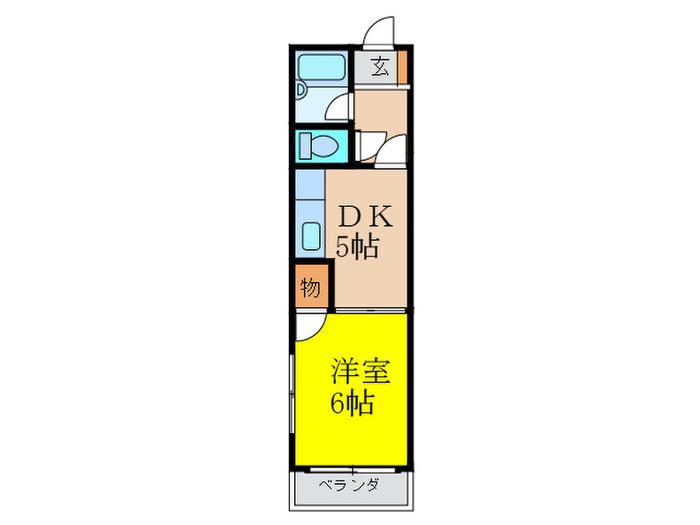 リーベン2番館(1DK/3階)の間取り写真