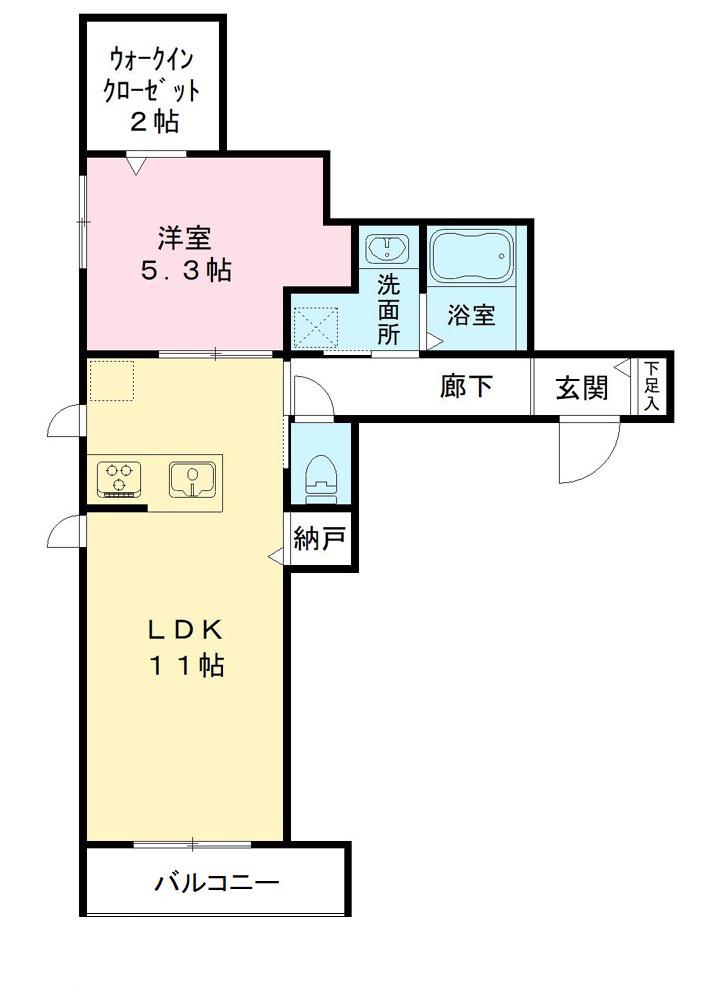 サンボヌール(1LDK/3階)の間取り写真