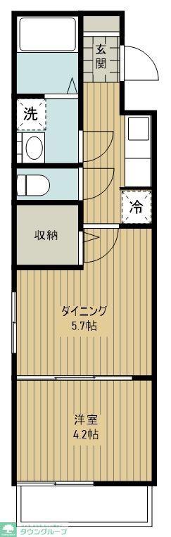 ウィズコート狭山(2K/2階)の間取り写真