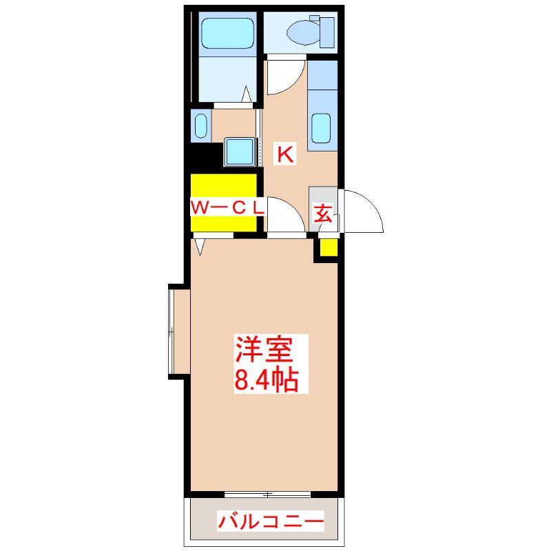 VELLFINO(1K/1階)の間取り写真