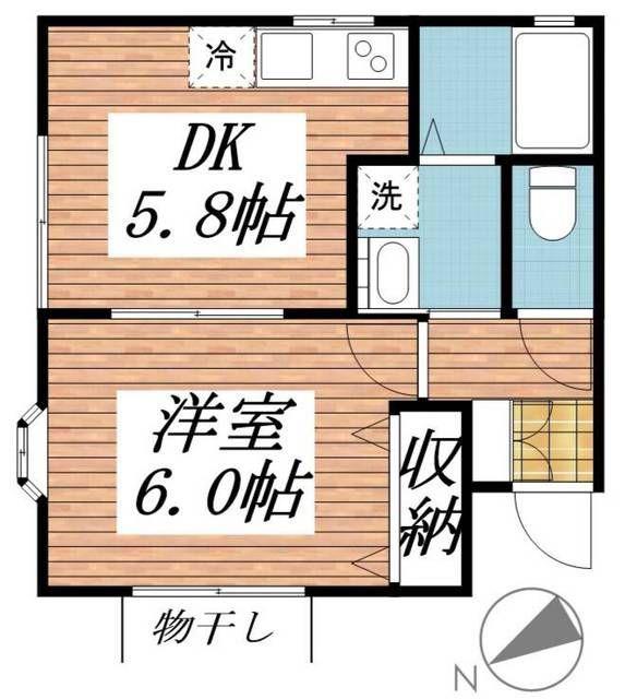 タカノパレス(1DK/1階)の間取り写真