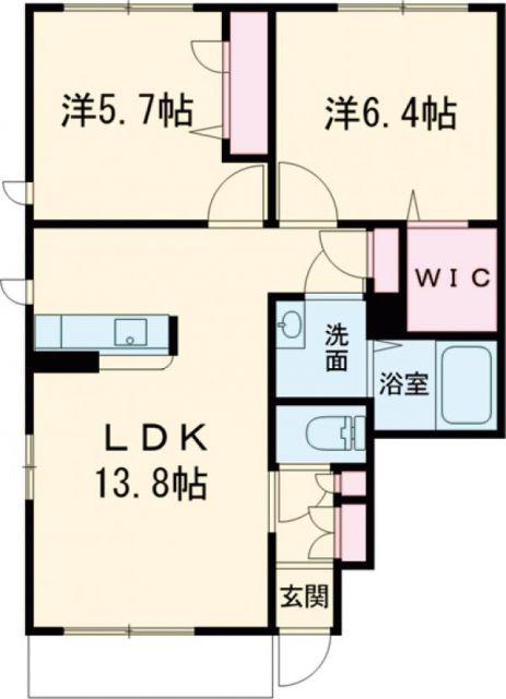 ルシエル(2LDK/1階)の間取り写真
