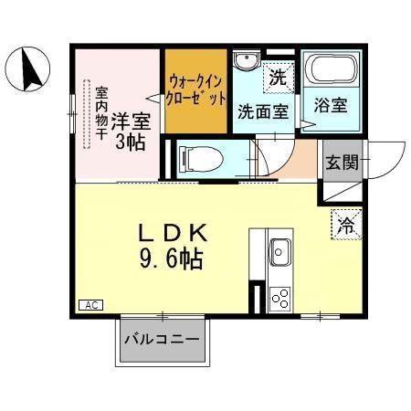 ドマーニ A(1LDK/2階)の間取り写真