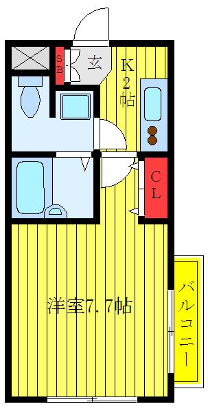 パインコート弐番館(1K/1階)の間取り写真