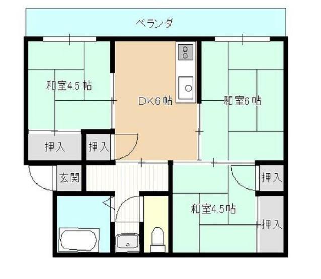 トパーズM扇山(3DK/4階)の間取り写真