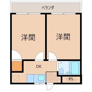 ヴィラ ソレイユ(2K/3階)の間取り写真