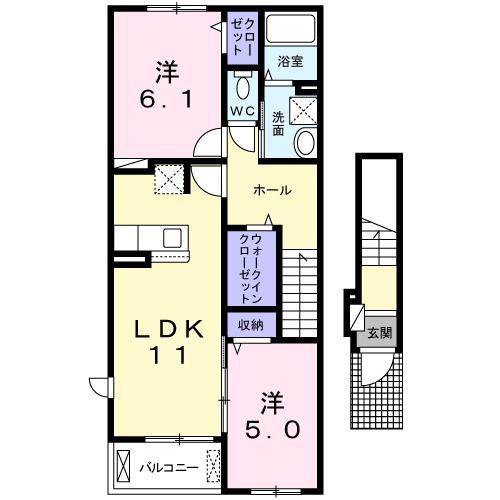 エニシム(2LDK/2階)の間取り写真
