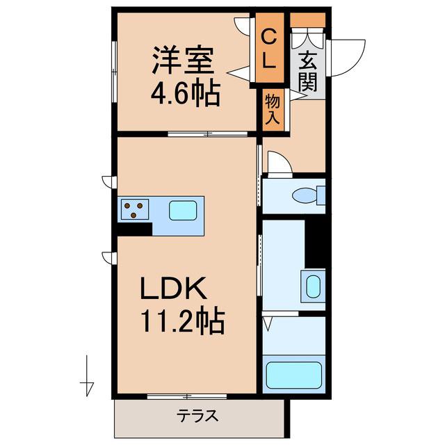 シャーメゾン山吹(1LDK/1階)の間取り写真