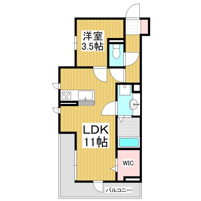 ステラ白板(1LDK/2階)の間取り写真
