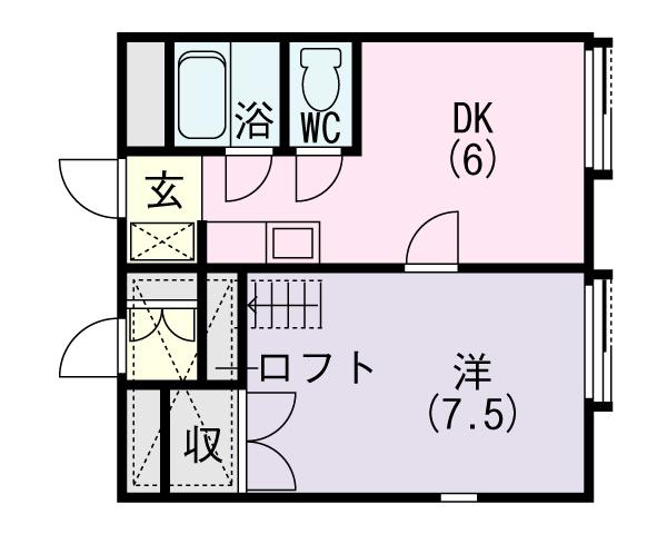 プログレスヤシロ南(1DK/2階)の間取り写真