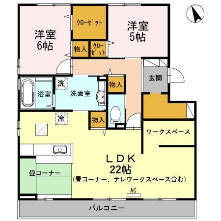 カーサ・ソレアード(2LDK/1階)の間取り写真